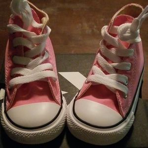 Infant girls' pink high top Chuck Taylors